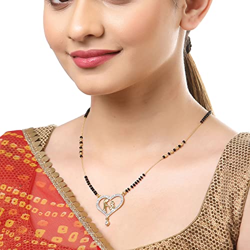 Heart Shaped CZ Plated Mangalsutra Beads Non-Precious Metal Standard Size